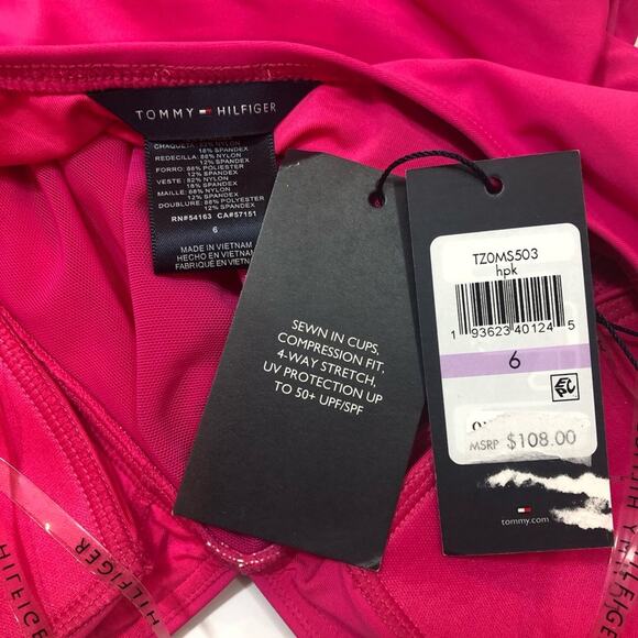 Tommy Hilfiger Shirred Halter One Piece Swimsuit - Picture 2 of 7